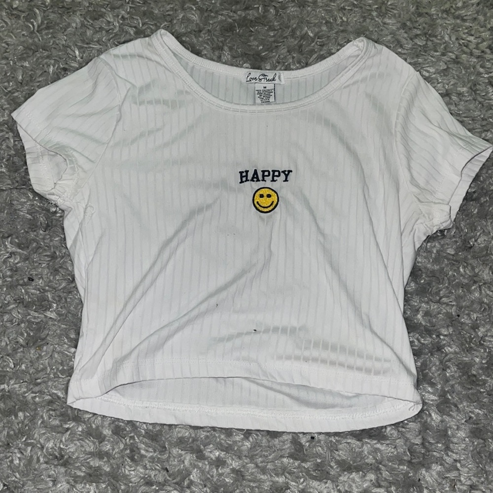 SMILEY CROPPED T SHIRT